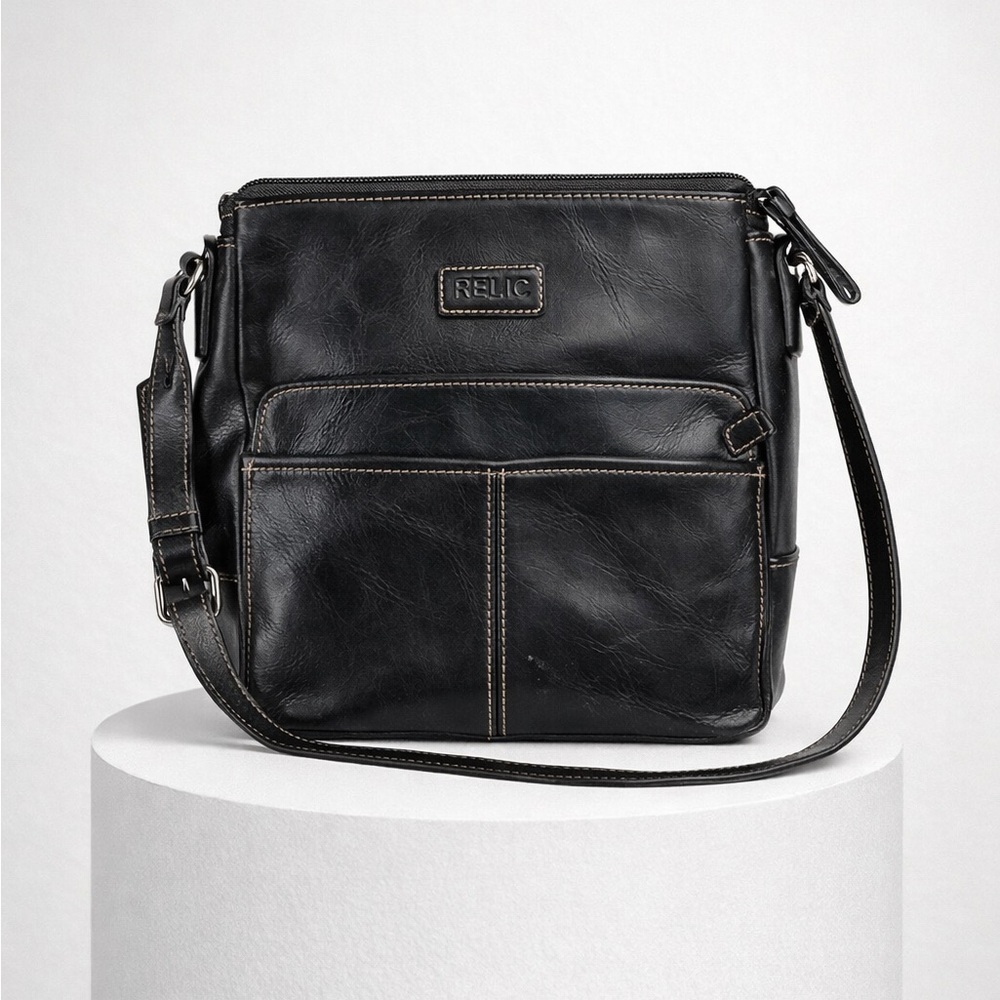 Relic by Fossil Black Crossbody Bag Multi Pocket Organizer Purse Adjustable